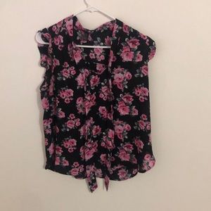 F21 Floral Front Tie Blouse